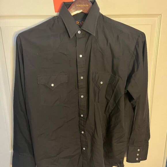 Plains Western Wear Men's No Print Long Sleeve Pearl Snap Western Shirt - Picture 1 of 6